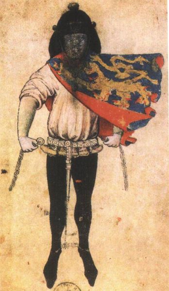 Portrait of Claes Heynenzoon, the Herald Guelders -- Wapenboek Gelre (Armorial de Gelre) -- Brussels, Bibliothèque Royale de Belgique, M.S. 15652-56, fol.122r
