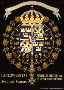 Kung Karl XVI Gustavs serafimersköld. Foto: Kungahuset