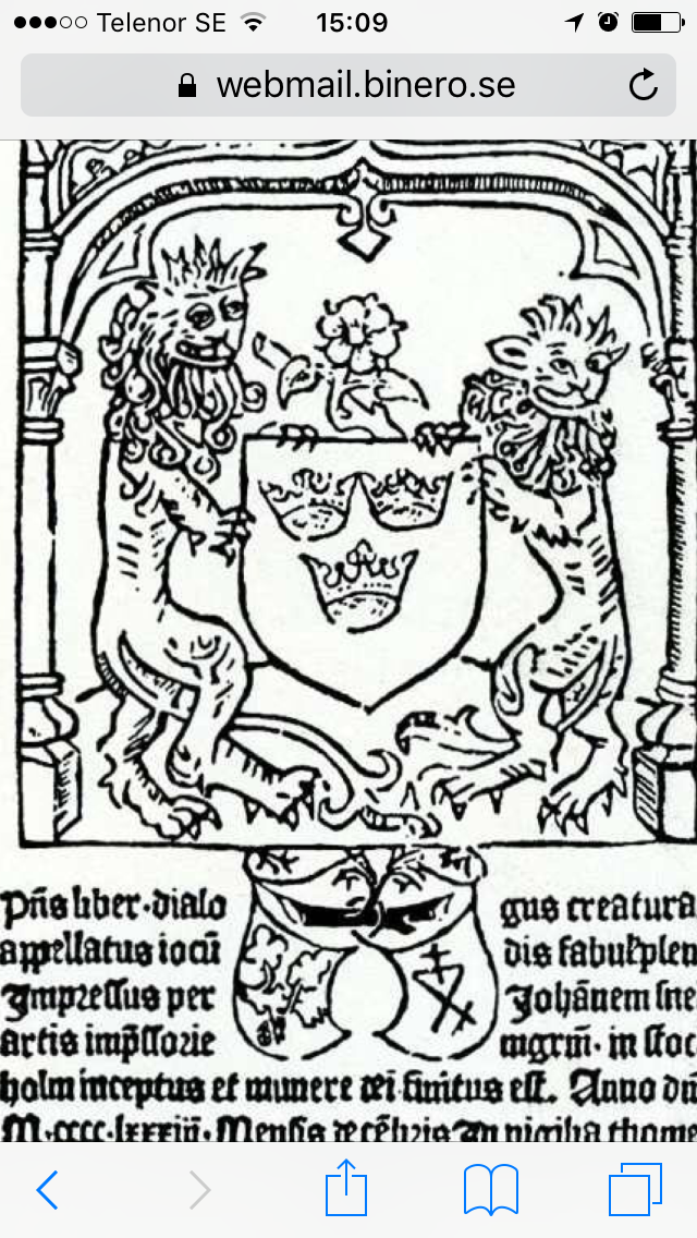 Lejon som Sveriges första sköldhållare, från 1483