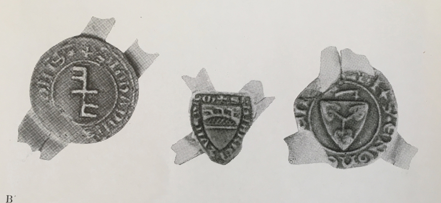 tre sigill för tre ofrälse vapenbärare under tidigt 1300-tal