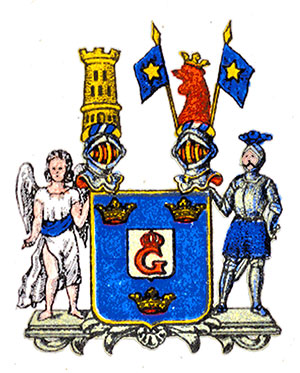 Gustafschölds vapensköld med ett monogram